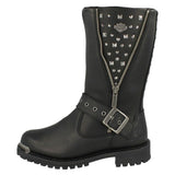 Harley Davidson Tanya Ladies Biker Boots Black Leather Zip Buckle Motorbike - BOOTSANDLEATHER