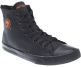 Harley Davidson Baxter Biker Men Shoes High Top Sneaker Black Orange Leather - BOOTSANDLEATHER