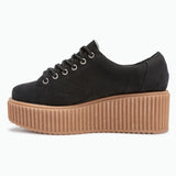 Truffle Dino 01 Black Creepers Lace Up Platforms Ladies Trainers Shoes - BOOTSANDLEATHER
