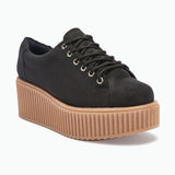 Truffle Dino 01 Black Creepers Lace Up Platforms Ladies Trainers Shoes - BOOTSANDLEATHER