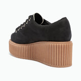 Truffle Dino 01 Black Creepers Lace Up Platforms Ladies Trainers Shoes - BOOTSANDLEATHER